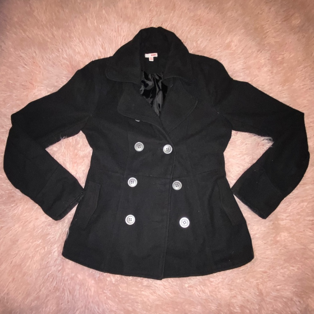 Black pea coat with pockets